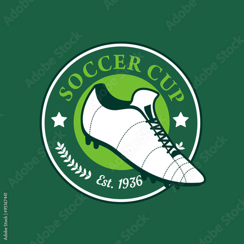 Vintage color football soccer shoes championship logo - team badge.