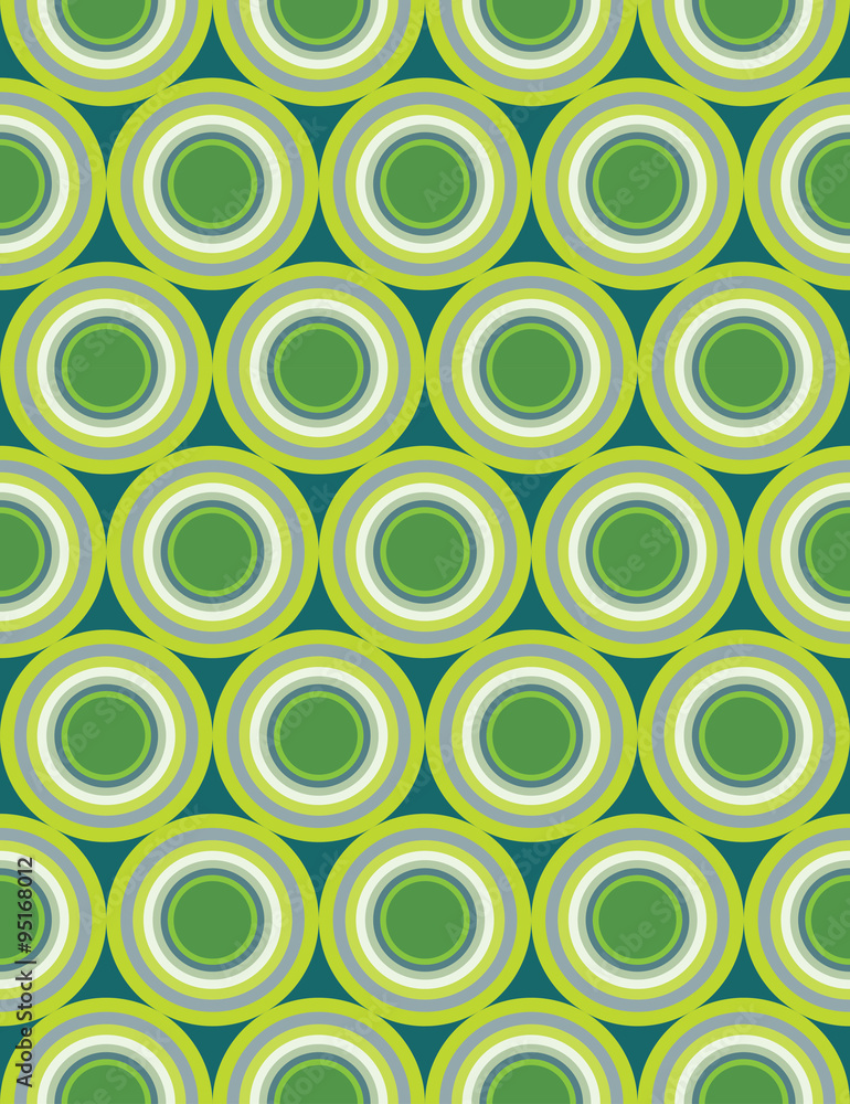 Vector modern seamless colorful geometry circles pattern, color green abstract geometric background, trendy multicolored print, retro texture, hipster fashion design