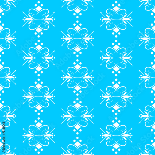 Tribal figure. White patterns on a blue background.
