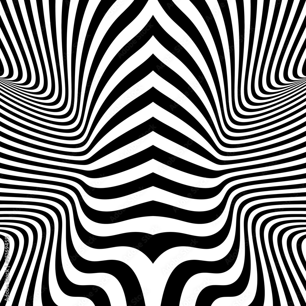 Black and White Background. Pattern With Optical Illusion. 