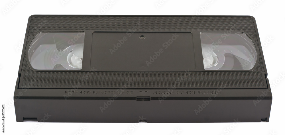 Video tape VHS for video recorder. Old video cassette no label. Isolated on white background without shadows. Video tape VHS for video recorder. Old video cassette no label. Isolated on white background without shadows.