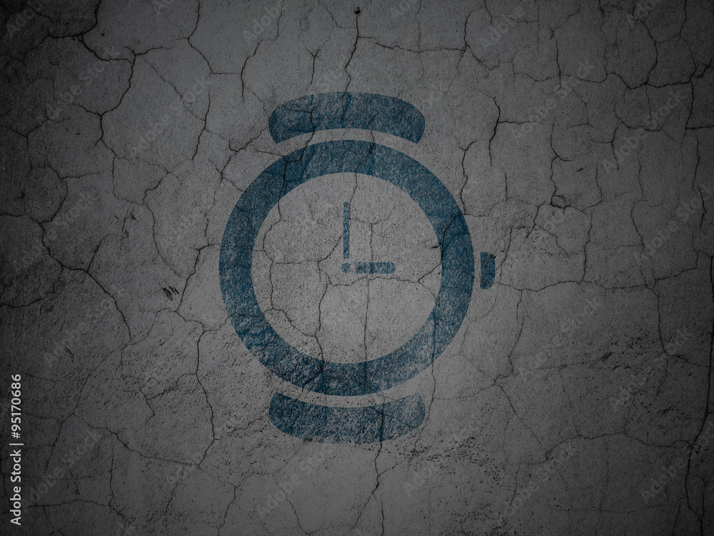 Time concept: Hand Watch on grunge wall background