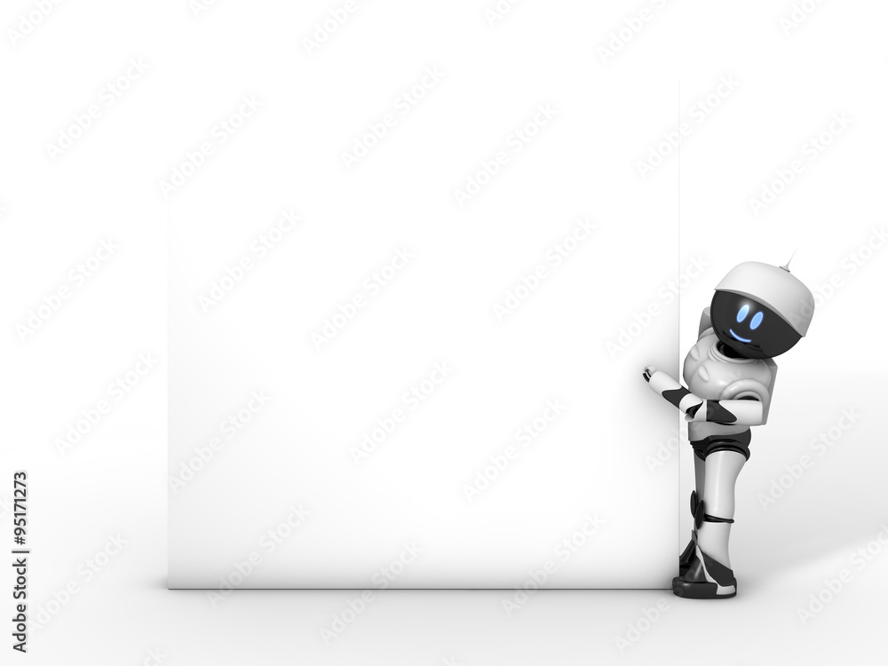 Robot con banner frontale Stock Illustration | Adobe Stock