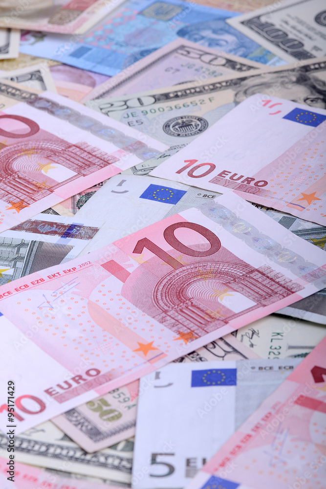euro currency banknotes. european and american money background euro currency banknotes. european and american money background