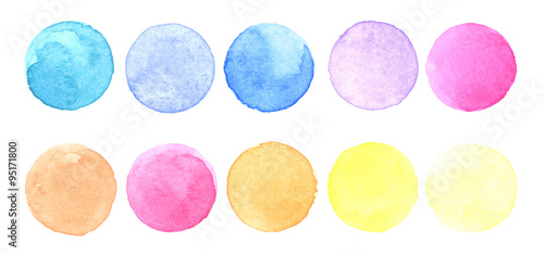 Watercolor multicolored circles collection