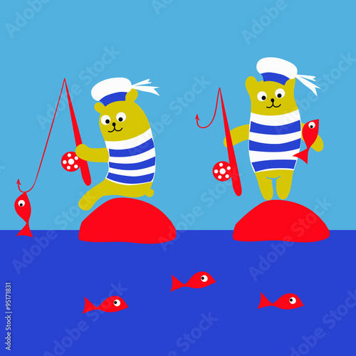 Sailor on fishing vector illustration