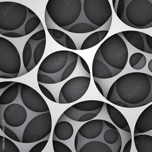 3d wektorowy abstrakcjonistyczny tło, tapetuje warstwową ilustrację z wycinającymi okręgami