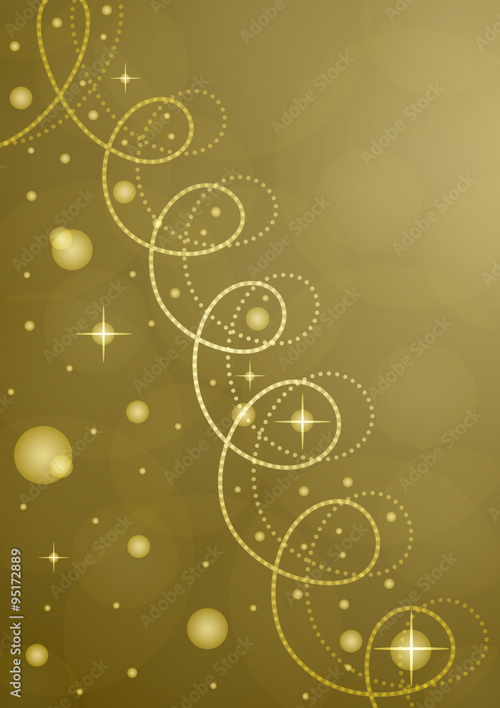 Gold Christmas background with Christmas tree