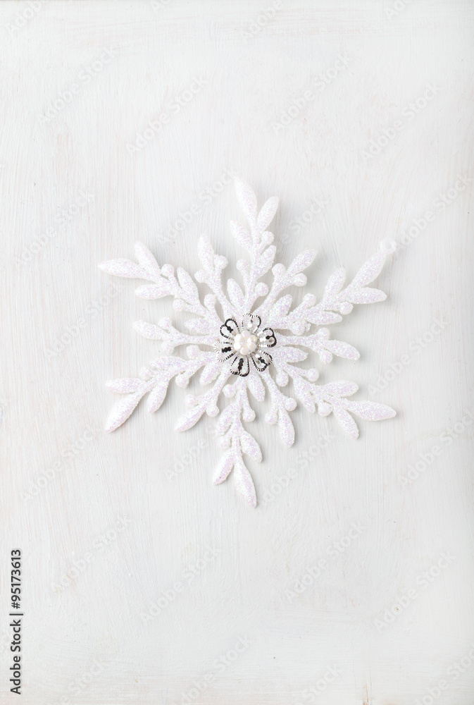 Fototapeta premium Christmas and New Year background. Snowflake . Copy space.