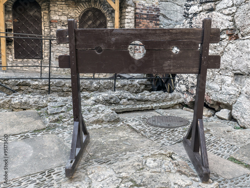 Wooden medieval pillory