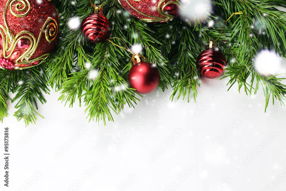 New Year tree toy ball background