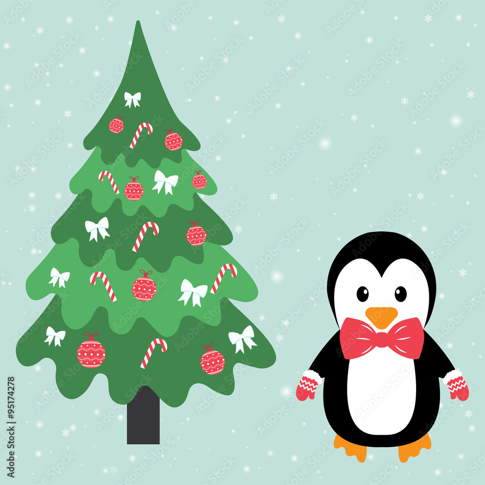penguin and fir-tree