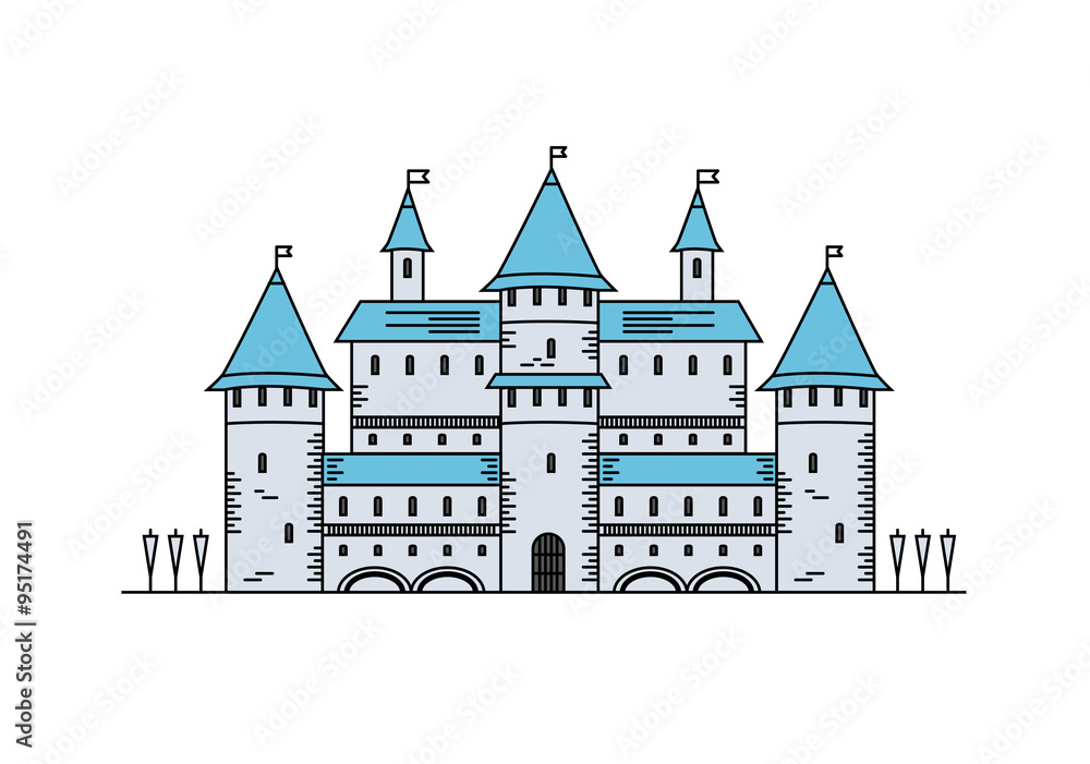 Fairy Tale medieval ?astle Line Vector icon