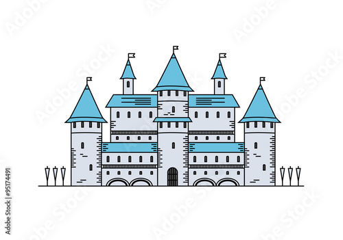 Fairy Tale medieval ?astle Line Vector icon