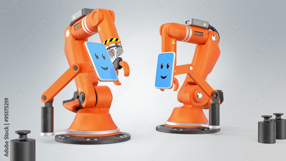 Two robotic arm communication by monitor. User friendly interface make machine easy to controlled. Two robotic arm communication by monitor. User friendly interface make machine easy to controlled.