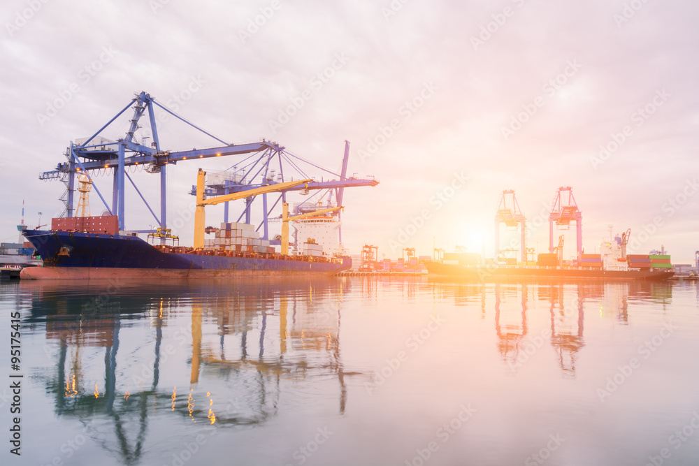 Containers loading Shipping by crane Containers loading Shipping by crane