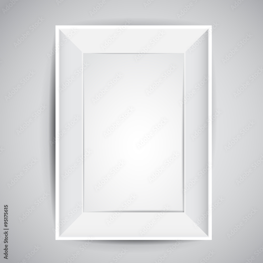 Realistic rectangle vector frame design with shadows in white color Realistic rectangle vector frame design with shadows in white color