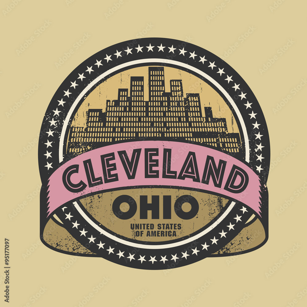 Obraz premium Grunge rubber stamp with name of Cleveland, Ohio