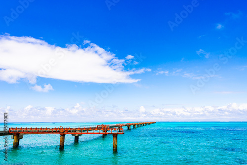 Sea, pier, landscape. Okinawa, Japan. © dreamsky