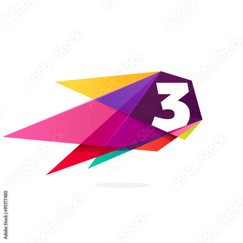 Number three with polygonal comet.