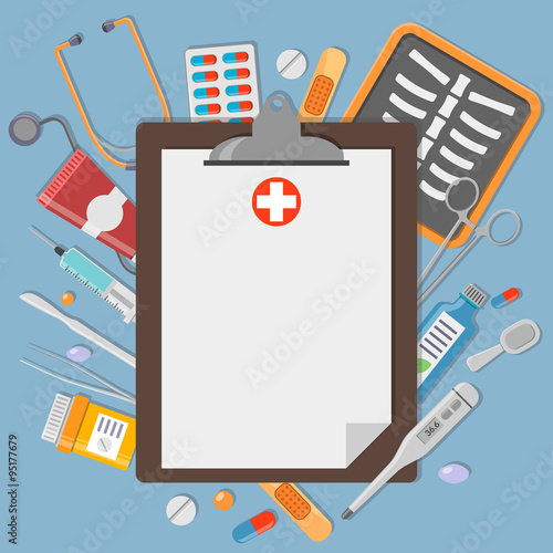 Clipboard with medical elements