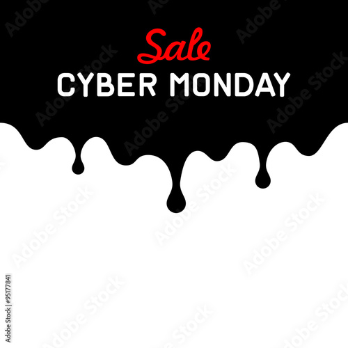 Cyber Monday Background with Sale Tag on Red. Vector