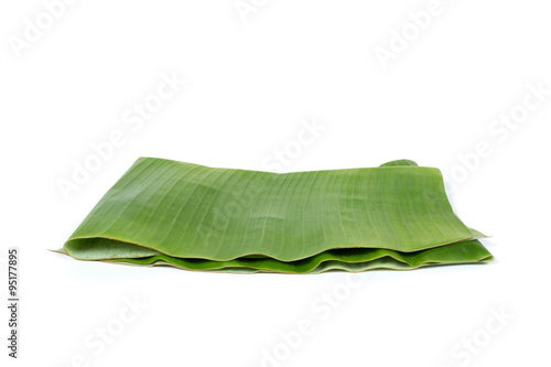 Banana leaf fold on white background