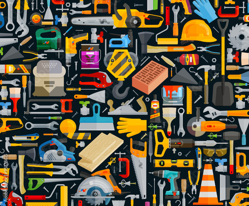 construction and repair. working tools set color icons