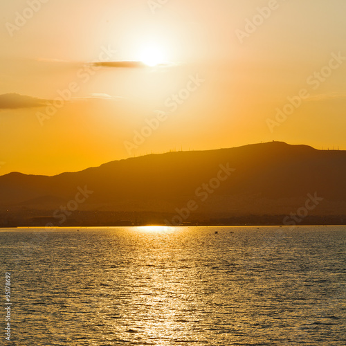 in cyclades  hill    greece sunset and the sky mediterranean red