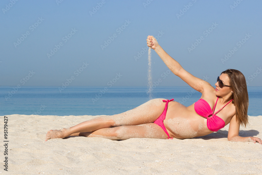 A beautiful pregnant woman on the beach, Dubai, UAE