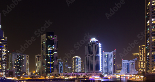 Night Dubai cityscape  UAE  october 2015