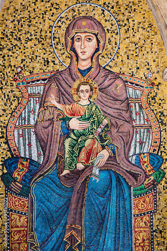 Mosaic of Mary and the baby Jesus