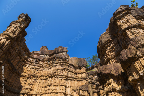 Pha Chau canyon on blue sky background in Chiang Mai, Thailand