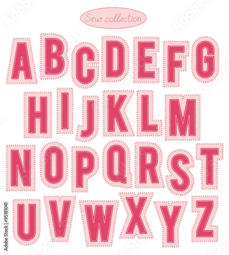 sew collection - hand made light and bright pink stitch letters