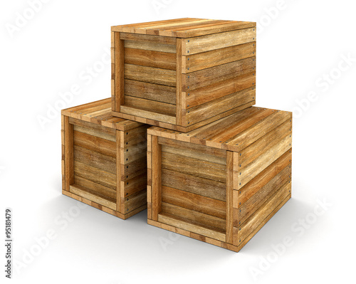 Wooden crates  clipping path included 