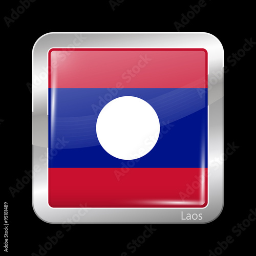 Free Download Flag of Laos. Metallic Icon Square Shape - GFXLoad