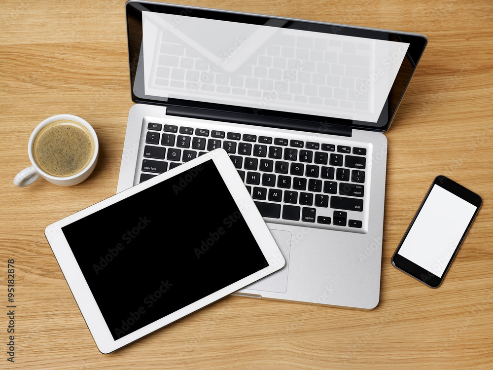 Laptop, digital tablet and mobile phone Laptop, digital tablet and mobile phone