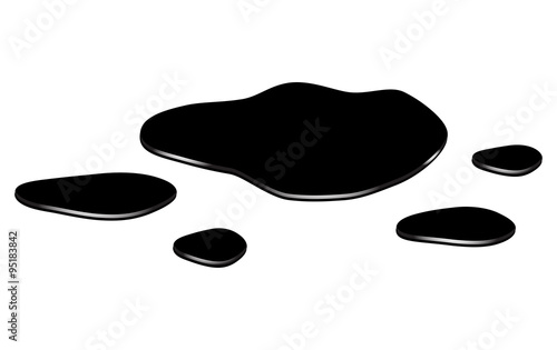Puddle silhouette, black substance spill. stain, plash, drop. Vector illustration isolated on the white background