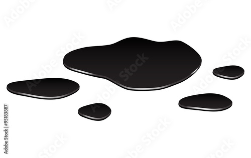 Puddle of oil slick spill clipart. Brown stain, plash, drop. Vector illustration isolated on the white background