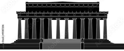 Silhouette illustration of the Lincoln Memorial in Washington, D.C., USA.
