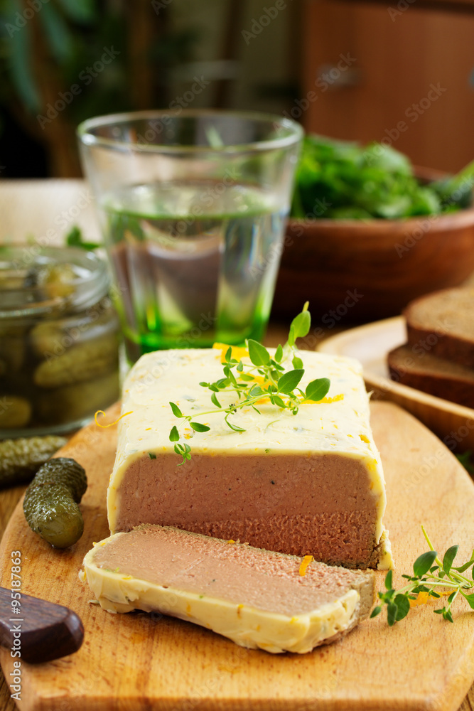 Terrine of chicken liver with butter.