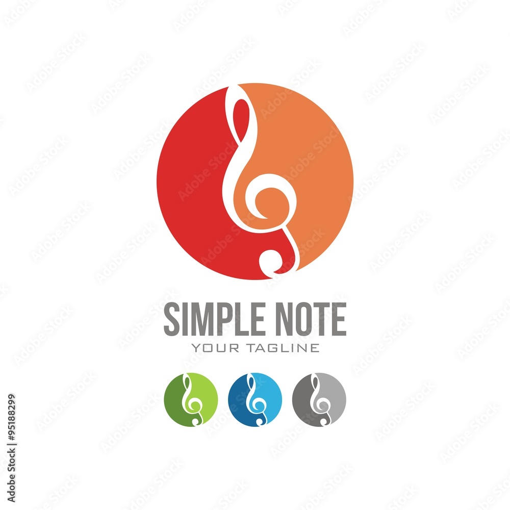 Fototapeta premium Simple Note Shaped Circle Logo Design. Music logo vector. Musical key note template logo for a recording company or school. Clef logo template.