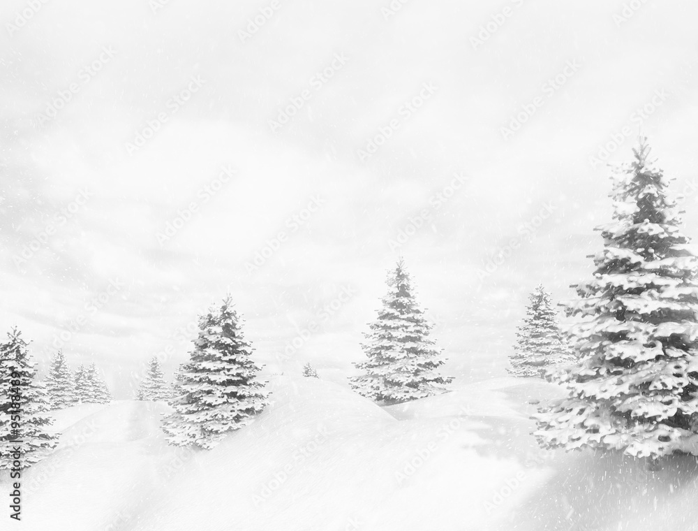 Naklejka premium Snowy winter landscape