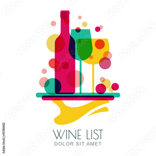 Human hand holding tray with wine bottle and two glasses.