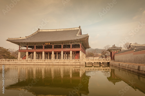 Gyeonghoeru Pavilion  Gyeongbokgung Palace in Seoul  Korea vinta