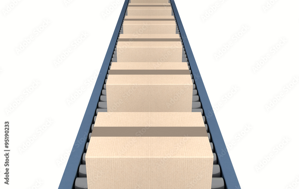 Roller Conveyor With Boxes Roller Conveyor With Boxes
