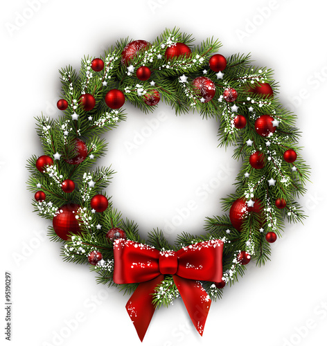 Card with Christmas wreath. photo