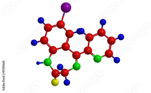 Obraz na plátně Molecular structure of bromazepam (lexaurin)