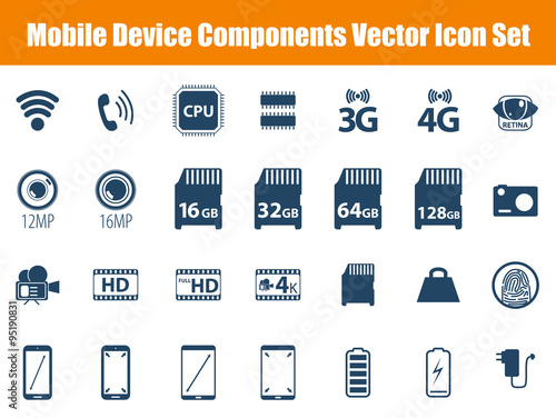 Mobile Device Components Vector Icon Set