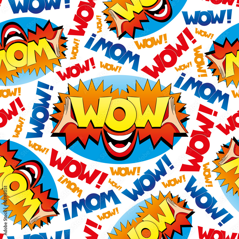 Wow bright pattern for seamless background. Wow bright pattern for seamless background.